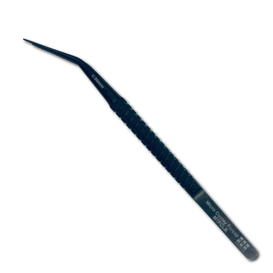 Micro Tissue Forcep Cooley Long DLC Black Coating, Gebogen, 0.8mm, 18.0cm